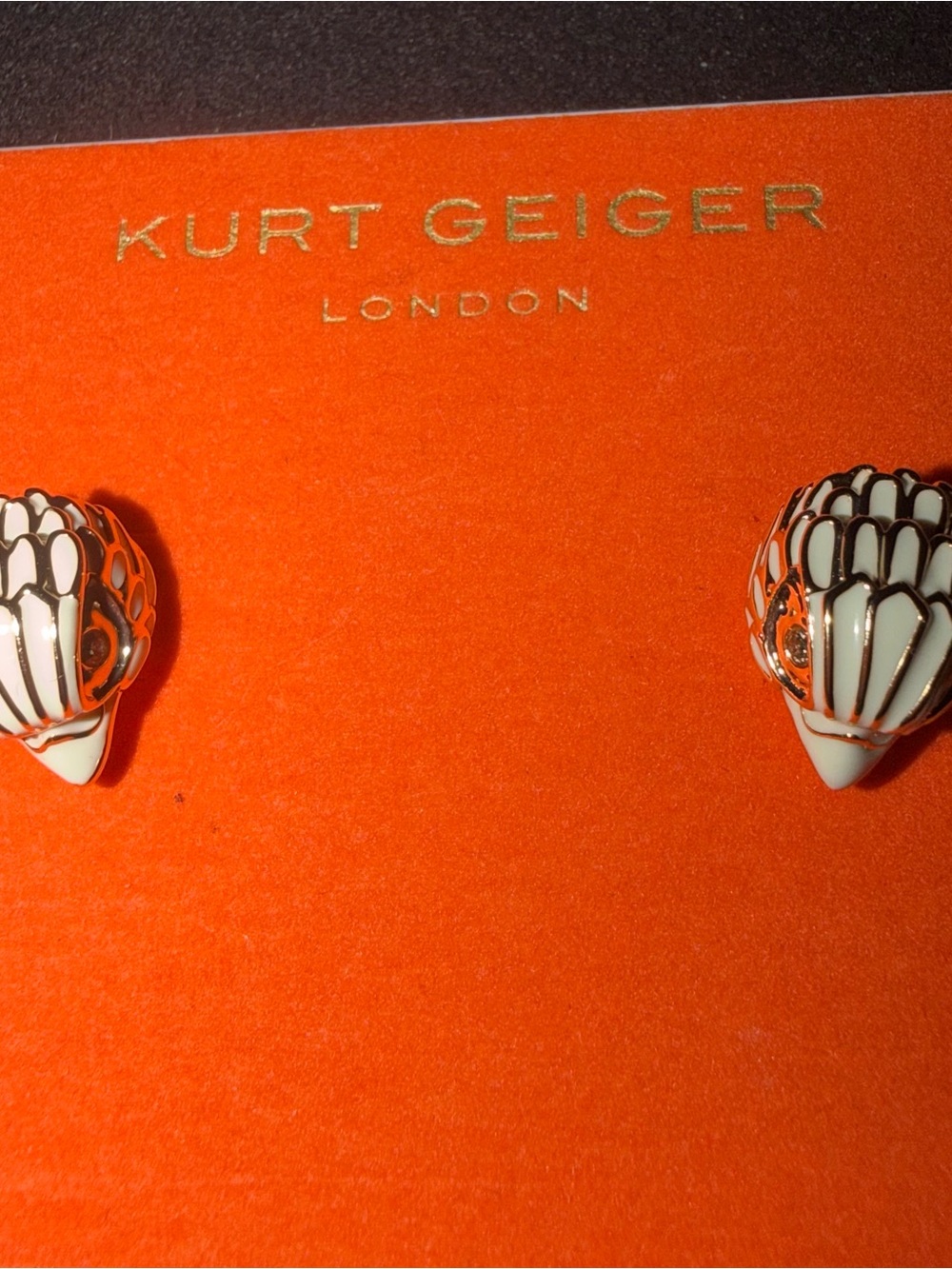 Kurt Geiger White and Gold Enamel Shell Earrings
